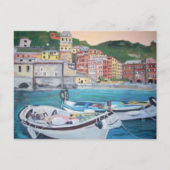 Cartão Postal Cartão-postal de saudações de Vernazza Harbor (Frente)