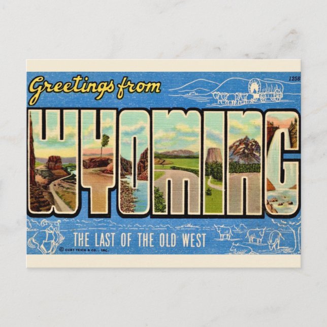 Cartão Postal Cartão-postal de Saudações de Wyoming (Frente)
