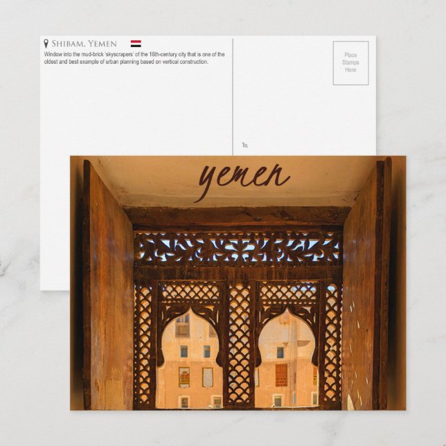 Cartão Postal Cartão-postal de Shibam, Iêmen (Frente/Verso)