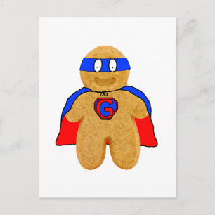 Cartão Postal cartão-postal de super-herói com pão vermelho e
