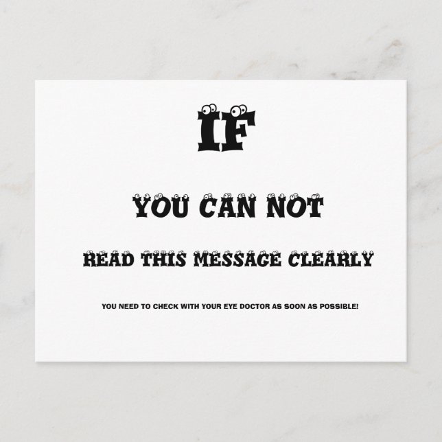 Cartão Postal Cartão-postal de teste visual (Frente)