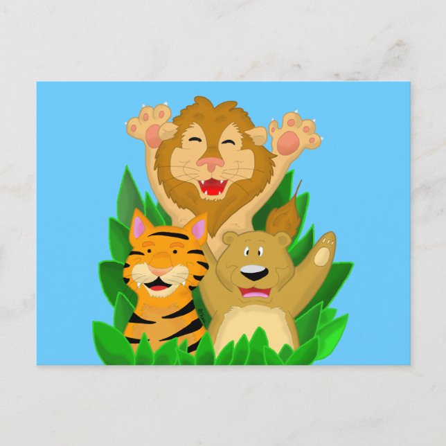 Cartão Postal Cartão-postal de Tigre e Urso de Leão (Frente)