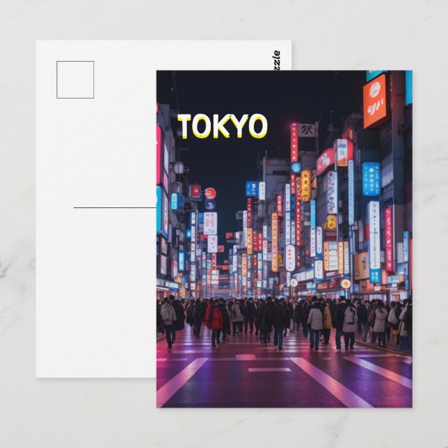 Cartão Postal Cartão-postal de Tóquio à Noite (Frente/Verso)