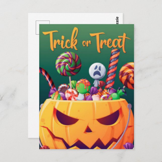 Cartão Postal Cartão-postal de Trick ou Tratar Halloween (Frente/Verso)