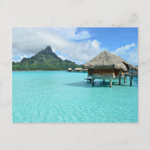Cartão Postal Cartão-postal de um resort aquático em Bora Bora