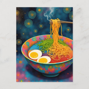Cartão Postal Cartão-postal de uma taça de Yummy Ramen e Ovos