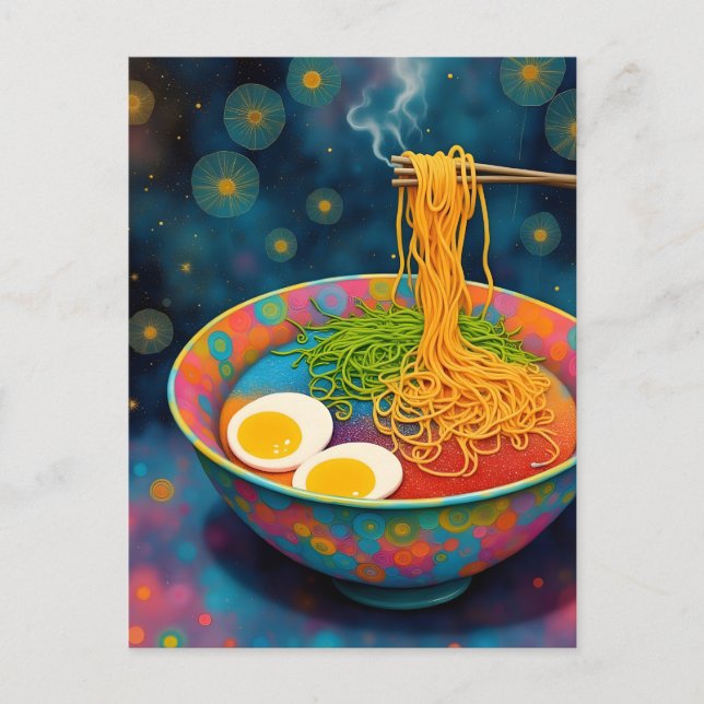 Cartão Postal Cartão-postal de uma taça de Yummy Ramen e Ovos (Frente)