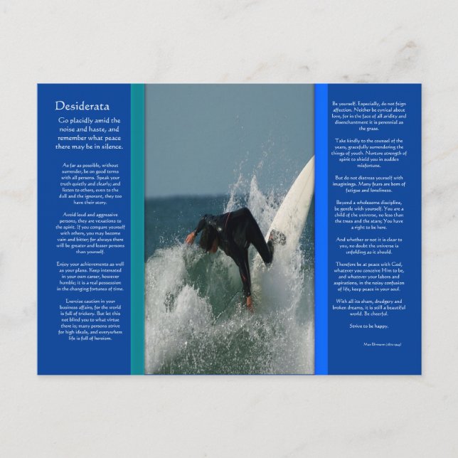 Cartão Postal Cartão-postal de unidade facial DESIDERATA (Frente)