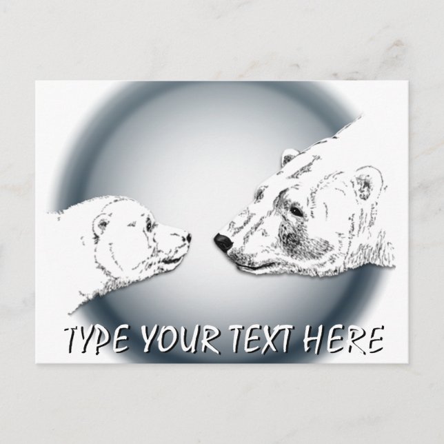 Cartão Postal Cartão-postal de Urso Polar - Cartazes-Mãe e Cubo (Frente)