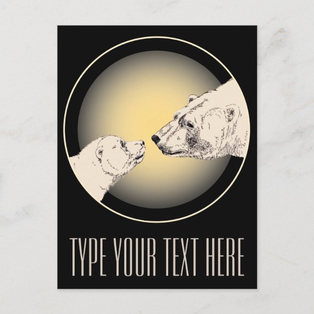 Cartão Postal Cartão-postal de Urso Polar - Cartazes-Mãe e Cubo (Frente)