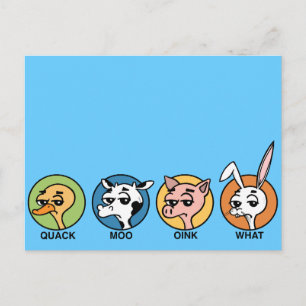 CARTÃO POSTAL CARTÃO-POSTAL DE VACA E COELHO ENGRAÇADO