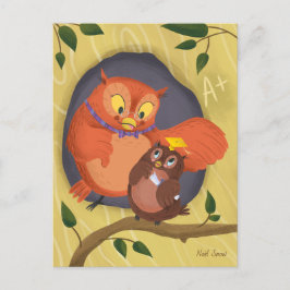 Cartão Postal Cartão-postal de Vazio de Chapéu Amarelo Coruja de