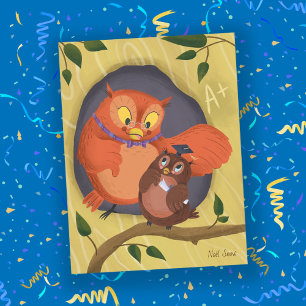 Cartão Postal Cartão-postal de Vazio de Chapéu Preto de Coruja d