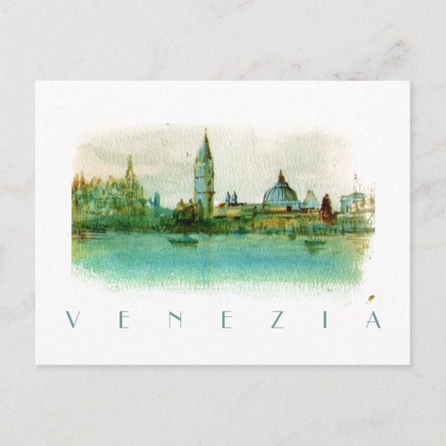 Cartão Postal Cartão-postal de Veneza ITÁLIA pintado por aquarel (Frente)