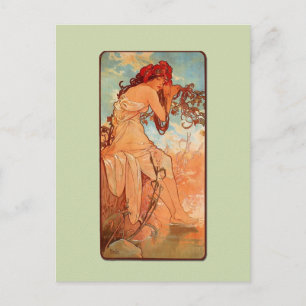 Cartão Postal Cartão-postal de verão Mucha Art Nouveau