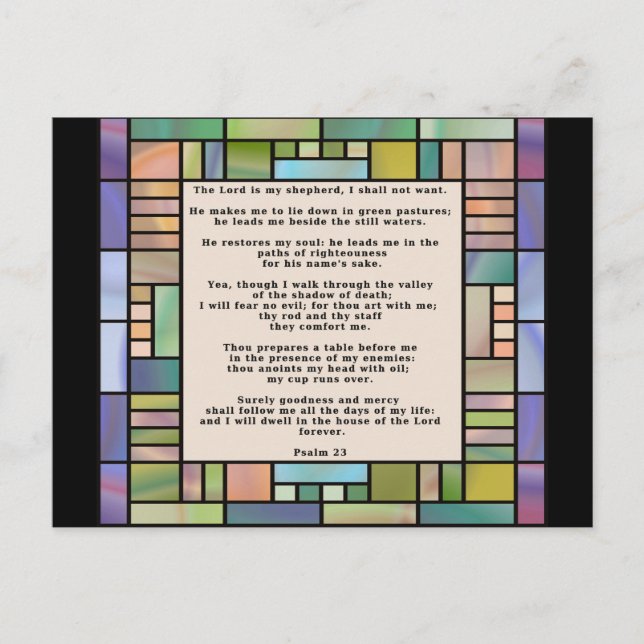 Cartão Postal Cartão-Postal De Vidro Psalm 23 (Frente)