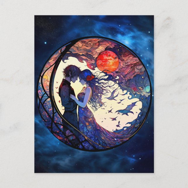 Cartão Postal Cartão-postal de vidro retido casal Faux (Frente)