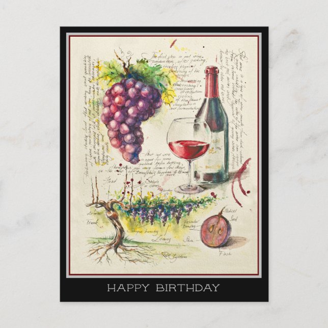 Cartão Postal Cartão-postal de vinho tinto (Frente)