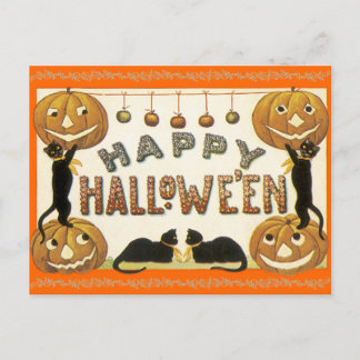 Cartão Postal Cartão-postal de Vintage Happy Halloween Jack-O-La