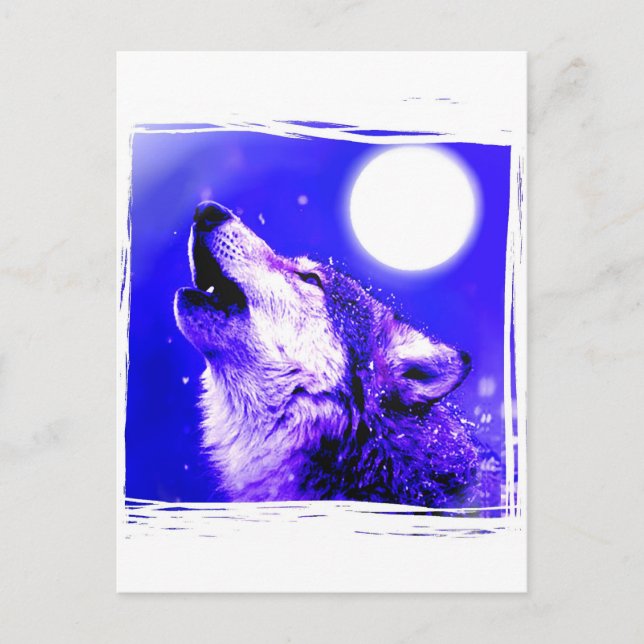 Cartão Postal Cartão-postal de Wolf Blue Moonlight (Frente)
