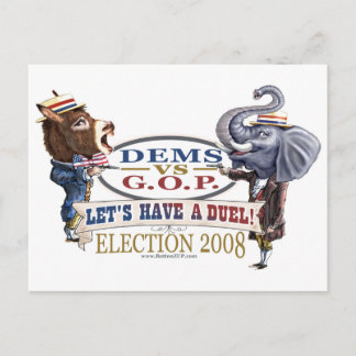 Cartão Postal Cartão-postal Dem Donkey vs. Elefante GOP