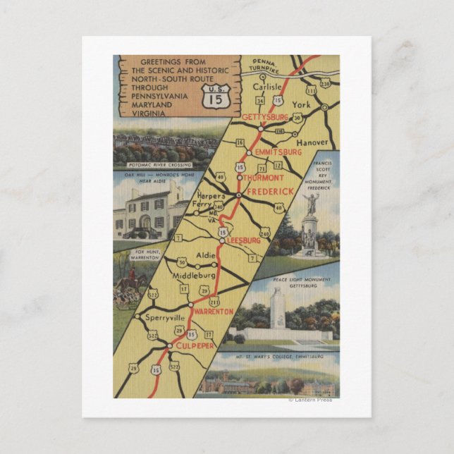 Cartão Postal Cartão-postal detalhado da rota 15 (Frente)