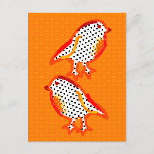 Cartão Postal Cartão-postal digital de 'aves laranja'