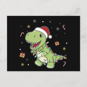 Cartão Postal Cartão-postal Dino de Inverno de Neve de Natal Din