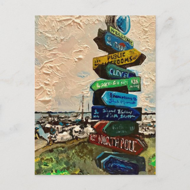 Cartão Postal Cartão-postal "Direction Marker on Kelley's Island (Frente)