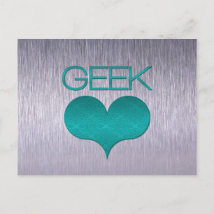 Cartão Postal Cartão-postal do Amor geek (Coração), Turquesa