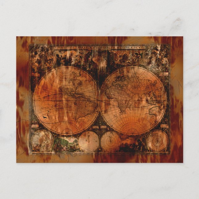 Cartão Postal Cartão-postal do Antigo Mapa Mundial da Arty Vinta (Frente)