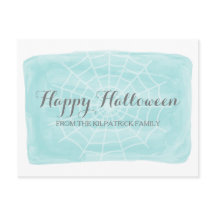 Cartão-postal do Aqua Watercolor Spider Web Hallow