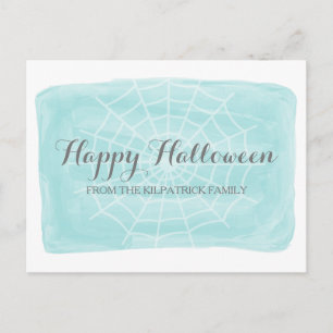 Cartão Postal Cartão-postal do Aqua Watercolor Spider Web Hallow