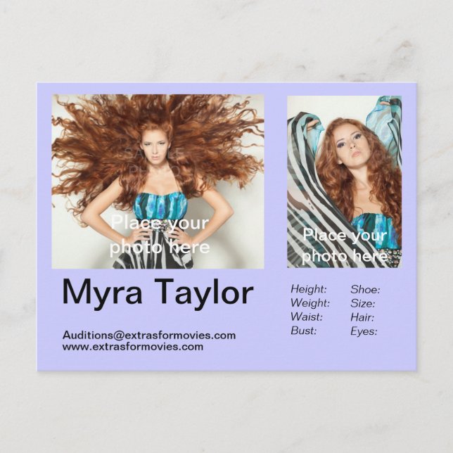 Cartão Postal Cartão-postal do Ator/Modelo (Frente)