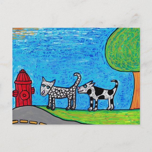 Cartão Postal Cartão-postal do Bumbum de Farejamento de Dois Cãe (Frente)