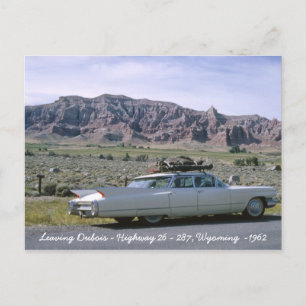 Cartão Postal Cartão-postal do Cadillac branco antigo Dubois Wy