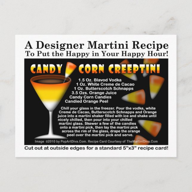 Cartão Postal Cartão-postal do Candy Corn Halloween Martini (Frente)
