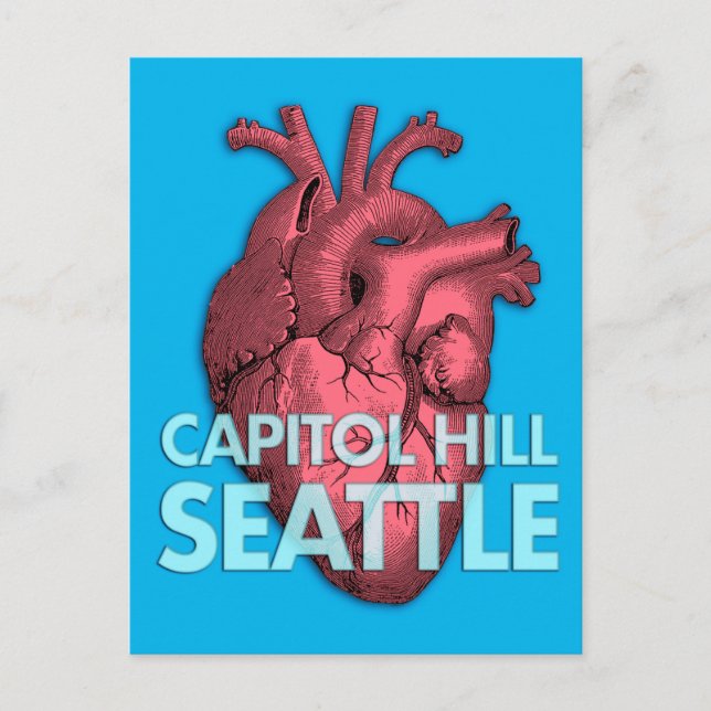 Cartão Postal Cartão-postal do Capitol Hill Seattle Heart Love (Frente)