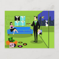 Cartão-postal do Casal de desenho animado urbano