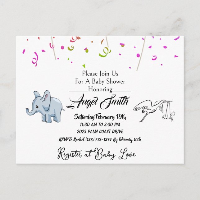 Cartão Postal Cartão-postal do chá de fraldas (Frente)