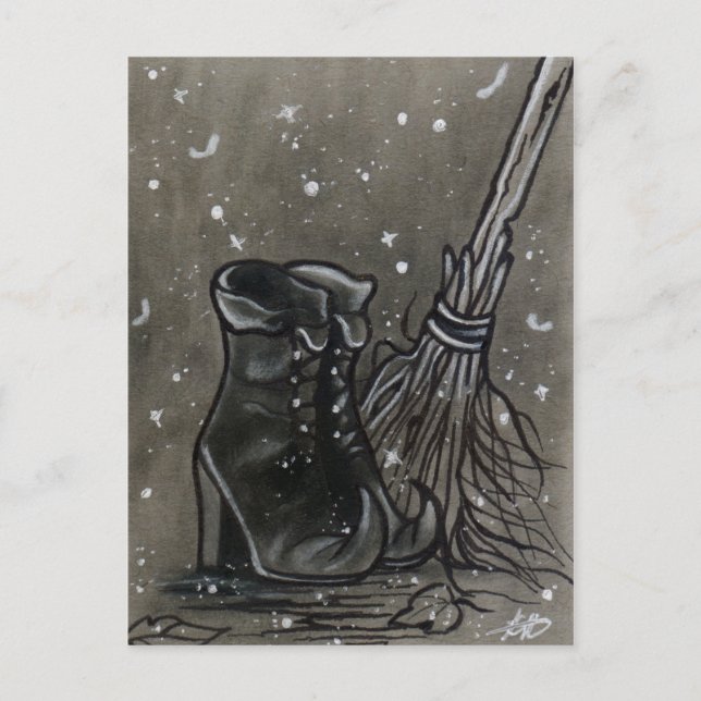 Cartão Postal Cartão-postal do Dia das Bruxas de Boot Bewitching (Frente)