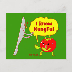 Cartão Postal Cartão-postal do Doodle Tomate KungFu