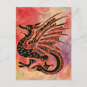 Cartão Postal Cartão-postal do Dragão Marble Rosa