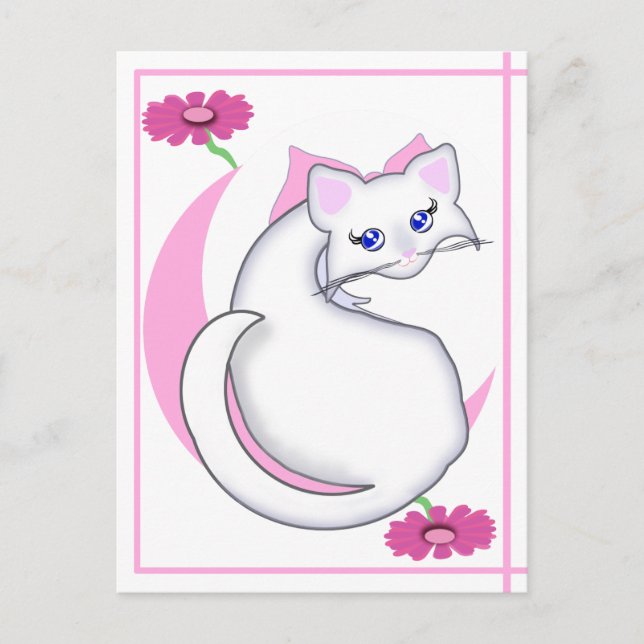 Cartão Postal Cartão-postal do Gatinho Bianca Toon Tickled Pinks (Frente)
