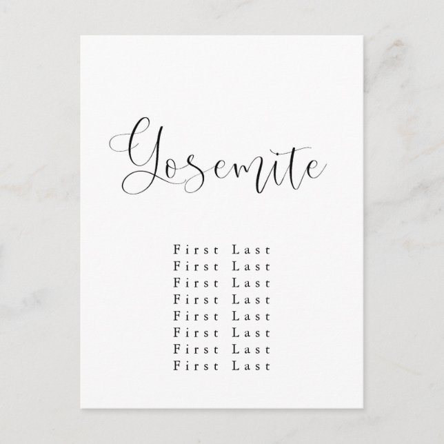 Cartão Postal Cartão-postal do gráfico de assentos Yosemite (Frente)