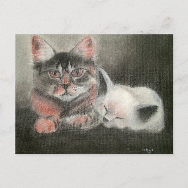 Cartão Postal Cartão-postal do Guardião e do AngelDesenho retrat (Frente)