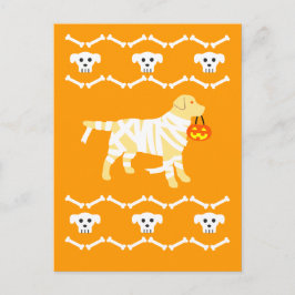 Cartão Postal Cartão-postal do Halloween Yellow Labrador Mummy