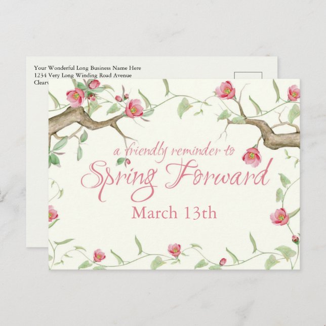 Cartão Postal Cartão-postal do Lembrete de Horário de Verão (Frente/Verso)