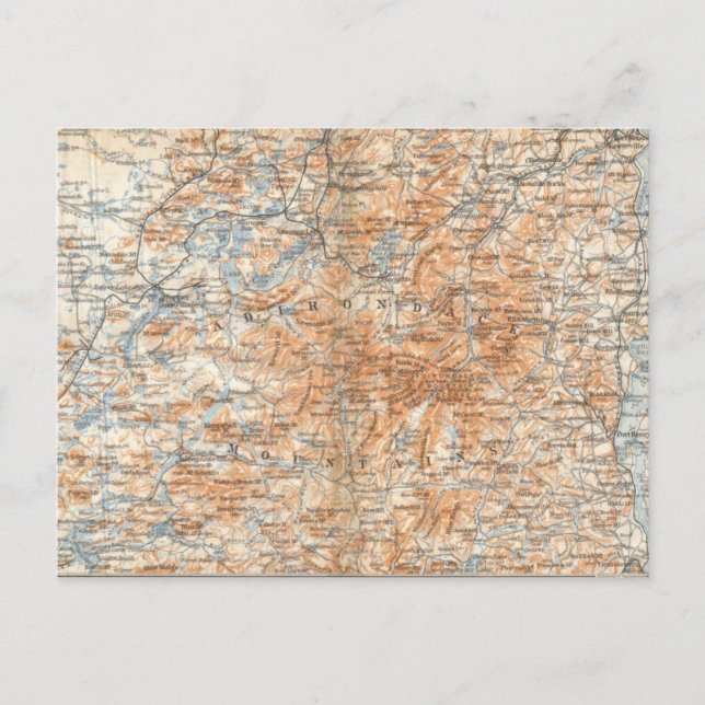 Cartão Postal Cartão-postal do Mapa Adirondack (Frente)