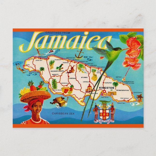 Cartão Postal Cartão-postal do mapa antigo da Jamaica (Frente)